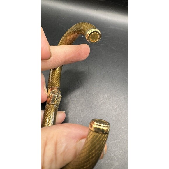 Erwin Pearl Snakeskin Bangle Bracelet Gold Signed 22kt Yellow Gold Plated - Picture 6 of 7